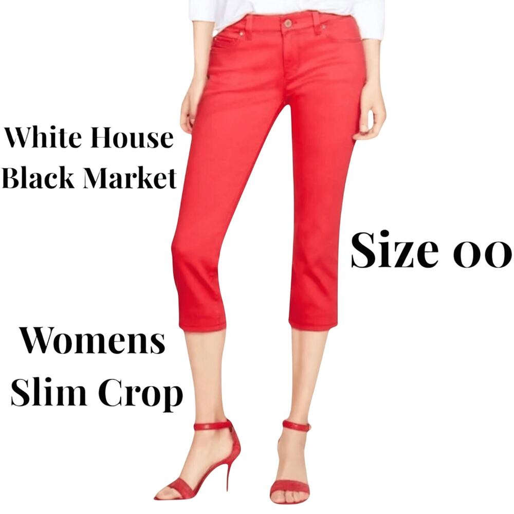 White House Black Market Womens Slim Crop Red Jeans sz 00